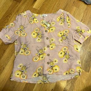 NWT Madewell Plaza Button Front Dutch Dandelions blouse